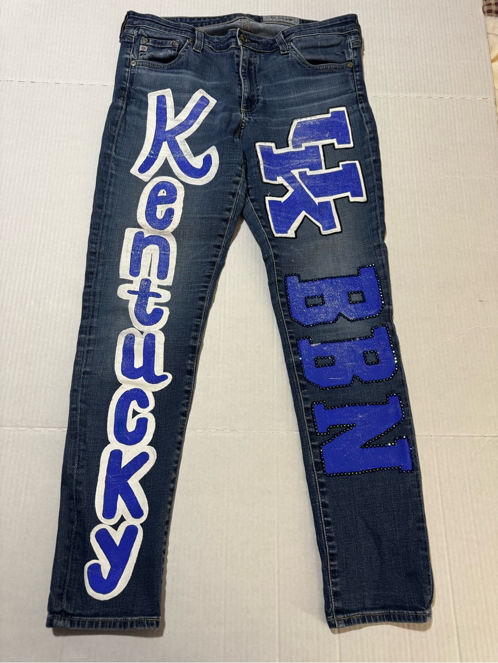 Ag-Ed Adriano Goldschmied Hand Painted Kentucky UK Gameday Skinny Jeans BBN 344